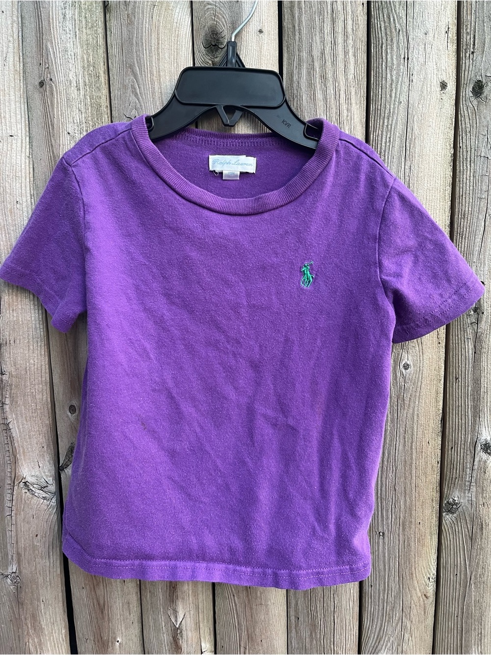 Ralph Lauren Purple Short Sleeve Kids Tee with Green Pony
